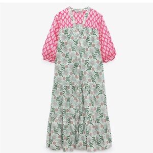 Zara Pink and Green Patterned Dress Size Small